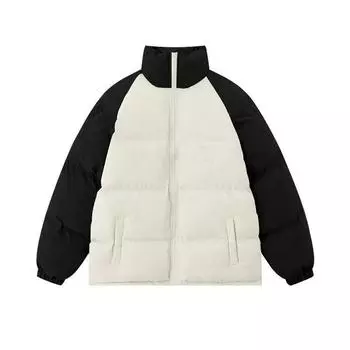 Розовый пуховик Женское пальто Цветные блоки Мода Американская уличная одежда Стиль Y2K Утиный пух Перо Женская зимняя короткая верхняя одежда S розовый