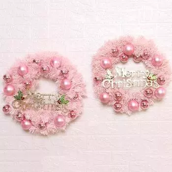 Розовый рождественский венок, подвесная гирлянда на дверь, стену, окно с надписью «Веселое Рождество», светящийся шар, украшение для входной двери, декор спальни