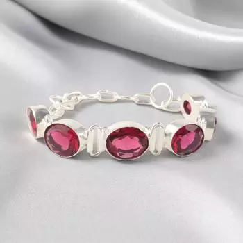 Розовый рубеллит драгоценный камень 925 стерлинговое серебро ювелирные изделия ручной работы женский браслет 8 RB-4-6