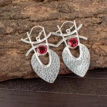 Розовый рубеллит драгоценный камень 925 стерлинговое серебро ювелирные изделия ручной работы серьги-крючки 1.78 EE-64-10