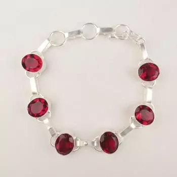 Розовый рубеллит драгоценный камень 925 стерлинговое серебро ювелирные изделия ручной работы свадебный браслет 9 RB-6-18