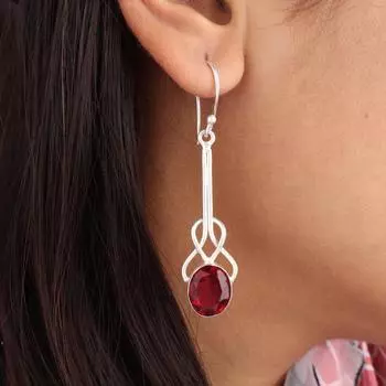 Розовый рубеллит драгоценный камень 925 стерлинговое серебро ювелирные изделия ручной работы серьги-капли 1,76 EE-171-11