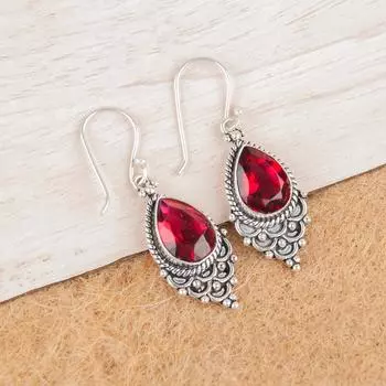 Розовый Рубеллит Драгоценный Камень 925 Стерлинговое Серебро Ювелирные Изделия Ручной Работы Женские Серьги 1.9 EE-85-9