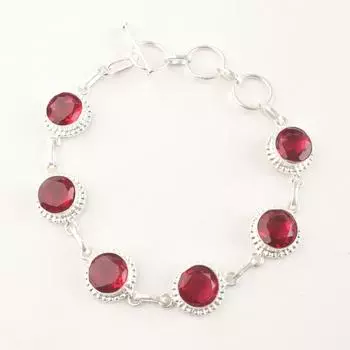 Розовый Рубеллит Драгоценный Камень 925 Стерлинговое Серебро Ювелирные Изделия Ручной Работы Свадебный Браслет 9 RB-9-11