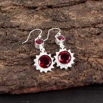 Розовый Рубеллит Драгоценный камень 925 Стерлинговое серебро Ювелирные изделия Серьги-капли/висюльки 1,80 EE-13-10