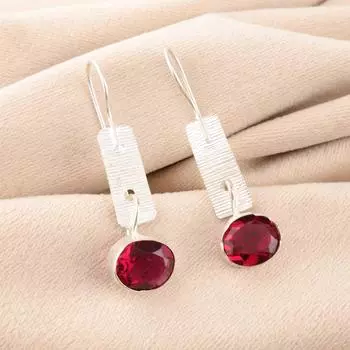 Розовый рубеллит драгоценный камень 925 стерлинговое серебро ювелирные изделия ручной работы серьги на день рождения 1,9 EE-168-6