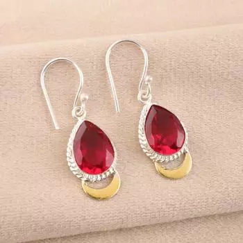 Розовый рубеллит драгоценный камень 925 стерлинговое серебро ювелирные изделия ручной работы стильные серьги 1,5 EE-162-1