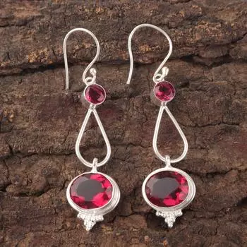 Розовый рубеллит драгоценный камень 925 стерлинговое серебро ювелирные изделия серьги 2,50 подарок для мамы EE-132-6