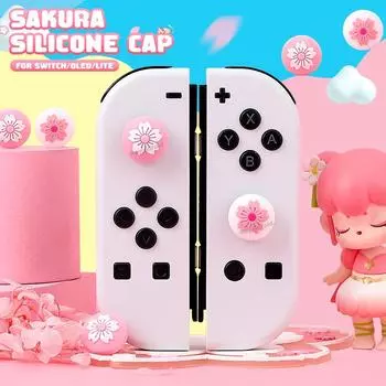 Розовый Сакура Силиконовый Мягкий Чехол для джойстика 4 шт./компл. Для Nintendo Switch Oled/Lite NS Joycons Защитный Чехол для джойстика
