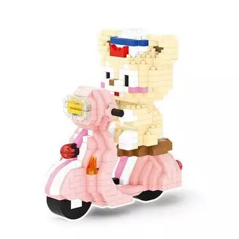Розовый самокат-медведь Nanoblock 727 деталей (PCS)