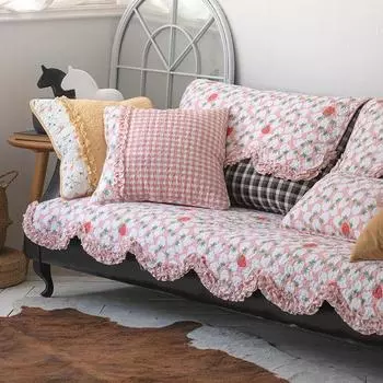 Розовый, синий, цветочный, деревянный край уха, чистый хлопок, нескользящая диванная подушка, мытый хлопок, лоскутный чехол для дивана в этническом стиле, подушка, подушка 70*70