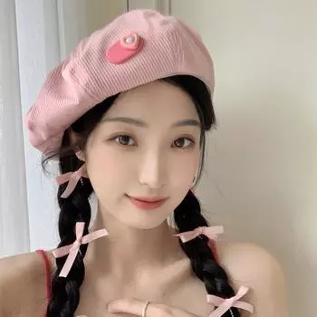 Розовый сладкий жакет ~ летняя любовь тонкий дышащий берет женский милый и универсальный ретро легкий и тонкий модный шляпа художника M56-58cm