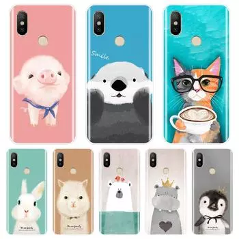 Розовый Свинья Кот Медведь Кролик задняя крышка для Xiaomi Mi 5 5C 5S 5X 6 6X Plus Мягкий силиконовый чехол для телефона Xiaomi Mi A1 A2 8 SE Lite Mi 5