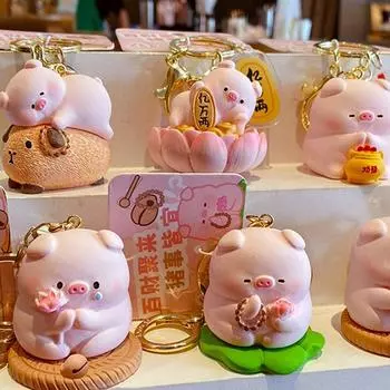 Розовый Свинья Лотос Свинья Брелок Цветок Лотоса Сиденье Розовый Свинья Кукла Брелок Поросенок Кукла Брелок Женщина Style1