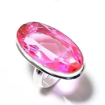 Розовый топаз драгоценный камень ручная работа 925 стерлингового серебра подарочное ювелирное кольцо размер 8 z8v95