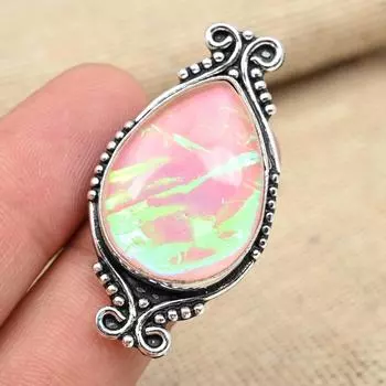 Розовый тройной опал, драгоценный камень, стерлинговое серебро 925 пробы, серебряные украшения ручной работы, свадебный подарок, кольцо 4 розовый
