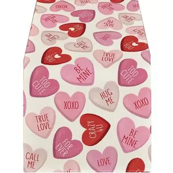 Розовый Ture Love Heart День святого Валентина дорожка для стола, сезонное украшение для обеденного стола на кухню для домашнего декора вечеринки 13X72 дюйма