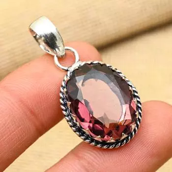 Розовый турмалин, драгоценный камень, ювелирные изделия ручной работы из стерлингового серебра 925 пробы, красивая подвеска для нее 1.5 Inches розовый
