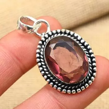 Розовый турмалин, драгоценный камень, ювелирные изделия ручной работы из стерлингового серебра 925 пробы, красивая подвеска для нее