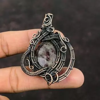 Розовый турмалин Подвеска Медная проволока Обернутая подвеска Ювелирные изделия ручной работы Подвеска из драгоценного камня Ювелирные изделия из медной проволоки Уникальный дизайн Подвеска Свадебный подарок