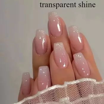 Розовый, в стиле ins, блестящий, свежий, стильный, прямоугольный длинный накладной стикер для ногтей, чтобы обновить ваш образ, а также 1 пилочка для ногтей и 1 клей-желе LL-CW99