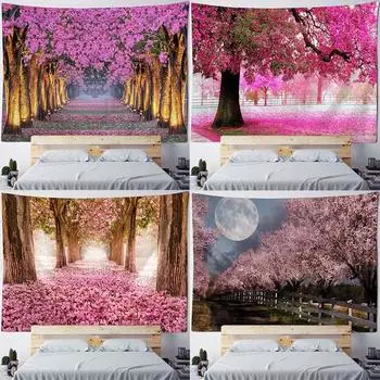 Розовый вишневый лесной узор гобелен украшение для дома гобелен спальня гостиная гобелен 100x75cm
