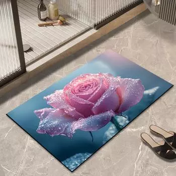 Розовый впитывающий коврик для ног на дверь шкафа в ванной комнате, быстросохнущий, нескользящий, коврик для туалета, ванной комнаты, входной двери, ковер 40 * 60CM diatom mud