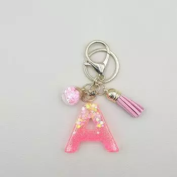Розовый Звездный Блестящий Брелок 26 Букв Милая Кисточка Инициалы Имя Брелок Подвеска Рюкзак Украшения Аксессуары Подарки N