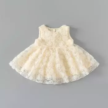 Розы Цветы Принцесса Платье для Девочек Летний Сарафан Для Малышей Платья Для Вечеринок На День Рождения Для Девочек Одежда 66 бежевый