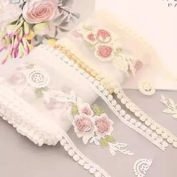 Розы Цветы Вышитые Кружевная Лента Кружевная Отделка Лента Ткань Ремесла Цветочная Лента Шитье