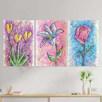 Розы. Лилии. Тюльпаны. Цветочное Искусство. Подарки для друзей. Плакаты для домашнего декора стен 21cm30cm NoFrame