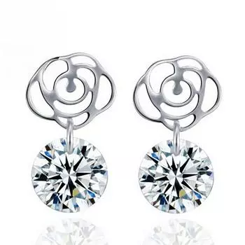 Розы модные циркониевые сверкающие классические серьги-гвоздики для женщин ослепительные женские элегантные аксессуары вневременные ювелирные изделия