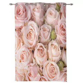 Розы розовые цветы оконные занавески для спальни, гостиной, оконные шторы, кухонные украшения, жалюзи, занавеска 135W x 60H(cm) x1