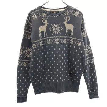 RRL 90s Red 3 Stars Wool Old Early Tag Ralph Lauren Nordic Pattern Long sleeve sweater Women Used