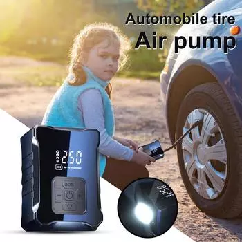Rtable для автомобильных шин, беспроводной насос для накачивания шин со светодиодной подсветкой, перезаряжаемый автоматический отключаемый компрессор, 2X быстрые насосы для накачивания шин для автомобиля и велосипеда One Size чёрный