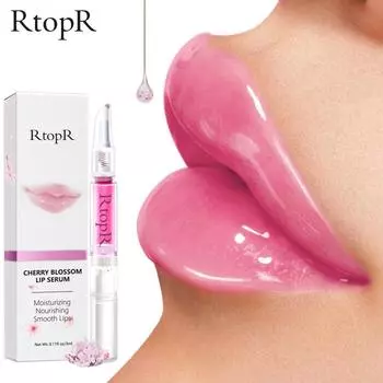RtopR Cherry Blossom Сыворотка для губ маска Сухая трещина пилинг Ремонт уменьшает тонкие линии губ Essence Увлажняющий уход за красотой