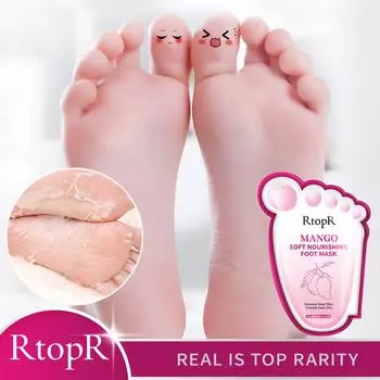 RtopR Манго Маска для ног Peel Dead Отбеливание Увлажняющее Отшелушивающее Обновление Педикюр Удаление омертвевшей кожи Носки для пяток Пилинг Уход за ногами 1pcs