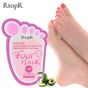 RtopR Манго Маска для ног Peel Dead Отбеливание Увлажняющее Отшелушивающее Обновление Педикюр Удаление омертвевшей кожи Носки для пяток Пилинг Уход за ногами