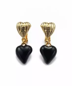 ru Серьги в стиле ар-деко с сердечками LAME1033 D2 [Lanvin Bleu] чёрный