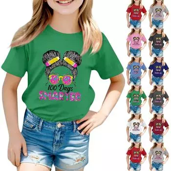 Рубашка «100 дней в школе», детская футболка для мальчиков и девочек «100 дней в школе», футболки для детского сада 100 чёрный