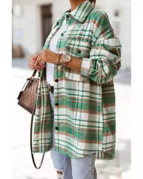 Рубашка Azura Exchange Green Plaid с карманом-клапаном и длинным рукавом XL зелёный