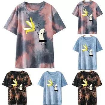 Рубашка-банан для женщин, милая футболка с рисунком, летняя женская футболка с короткими рукавами и принтом тай-дай, топ M