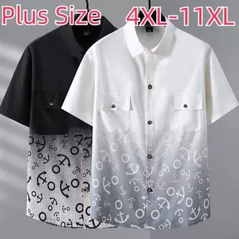 Рубашка больших размеров, мужская рубашка из чистого хлопка с длинными рукавами, свободная мужская рубашка больших размеров, мужская одежда больших размеров 4XL-11XL 11XL белый