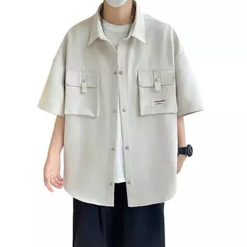 Рубашка большого размера, летняя свободная модная рубашка с короткими рукавами, тонкая мужская пуговица с лацканами 8XL