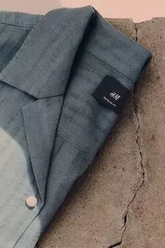 Рубашка Camp из льняной смеси HM Regular Fit Бирюзовая