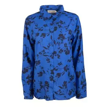 Рубашка цвета электрик с длинными рукавами и черными цветами халия Женский LA PETITE ETOILE S синий