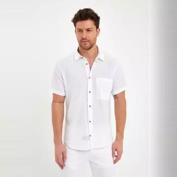 Рубашка DeepSEA с одним карманом из мятой ткани и лайкры с короткими рукавами 2403014