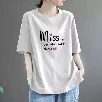 Рубашка для девочек с круглым вырезом и короткими рукавами Tide Spring Clothing Casual Simple Short sleeves T Shirt XS