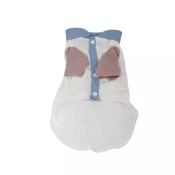 Рубашка для домашних животных на пуговицах из мягкой дышащей эластичной ткани в рубчик, одежда для собак для щенков, осень-зима, синяя M (8.8-12.1lb)