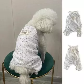 Рубашка для домашних животных с цветочным принтом, крутая рубашка без рукавов с четырьмя ногами, стильная одежда для собак и кошек для улицы L светло-фиолетовый